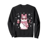 Cómodo muñeco de Nieve Leopardo sosteniendo café Helado y Dulces Navidad Sudadera