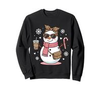 Cómodo muñeco de Nieve Leopardo sosteniendo café Helado y Dulces Navidad Sudadera