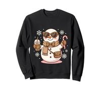 Cómodo muñeco de Nieve Leopardo sosteniendo café Helado y Dulces Navidad Sudadera