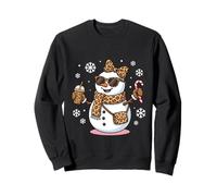 Cómodo muñeco de Nieve Leopardo sosteniendo café Helado y Dulces Navidad Sudadera