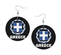 Cómodo Pendientes De Cuero Mujer Escudo de armas de la bandera de Grecia Pendiente de Lágrima Vintage Pendientes De Mujer De Cuero para Niñas Aniversario Mujeres