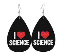 Cómodo Pendientes Largos De Cuero Me encanta la ciencia Aretes de lágrima Vintage Pendientes De Mujer De Cuero para Aniversario Cumpleaños Niñas