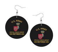 Cómodo Pendientes Largos De Cuero Séptimo Grupo de Fuerzas Especiales del Ejército de EE. UU. Retirado Pendiente de Lágrima Vintage Pendientes de gota para Cumpleaños Niñas Mujeres