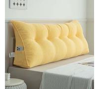 Cómodo respaldo de almohada para cabecero de cama para leer y relajarse, cojín de apoyo lumbar para sofá cama, funda extraíble, 60 x 50 x 20 cm, elegante posicionador de cuerpo amarillo