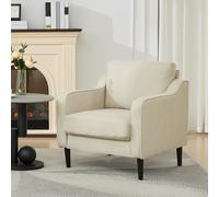 Cómodo Sillón De Mediados De Siglo - Moderno Sofá Individual Para Sala De Estar y Dormitorio - Tapizado Con Cojín De Respaldo y Patas De Madera - Versátil Como Sillón De Lectura o Sillón De Relajación