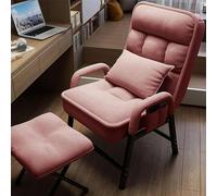 Cómodo sillón rosa con reposapiés respaldo ajustable y bolsillos laterales ideales para leer relajarse en sala de estar o dormitorio (19,7 x 22,1 x 37,5 pulgadas)