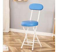 Cómodo taburete plegable con respaldo, silla plegable que ahorra espacio para uso doméstico e interior, asiento acolchado, ligero y portátil (color: azul)