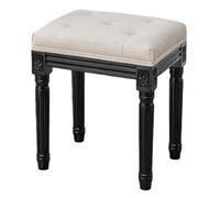Cómodo taburete tapizado, banco de maquillaje retro con patas de madera maciza, asiento de piano multifuncional para dormitorio y baño, elegante silla blanca