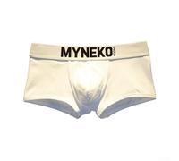 Cómodo traje de baño de cintura media para hombre, ropa interior deportiva de algodón transpirable con diseño de esquina plana (L blanco)