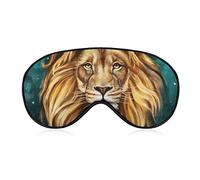 Cómodo y supersuave King of The Lion Head Teal Green Galaxy Art Sleep Eye Mask para niños y niñas, cubierta de ojos con correa ajustable Lunch Break Travel Sleeping Eye Mask Cover