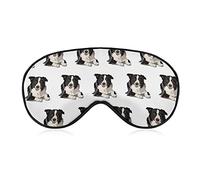 Cómodo y supersuave lindo Border Collie Dog Art Sleeping Eye Mask para hombres mujeres niños, Blindfold Eyeshade con correa elástica Lunch Break Travel Sleeping Eye Mask Cover