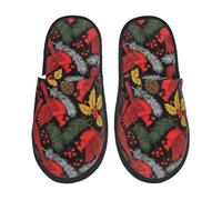 Cómodo Zapatillas de Hotel Cardenal navideño Holly Zapatillas Casa Suave Pantuflas Mujer para Interior Invierno Hotel L