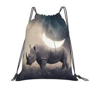 Cómodos Deporte Gimnasio Bolsas Impresión De Rinoceronte Mochilas Cordón Unisex Saco De Gimnasia para Hombre Mujer Viaje 36X42Cm