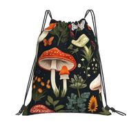 Cómodos Mochila Cordónes Helecho Hongo Flores Mariposa Gym Bag Unisex Deporte Gimnasio Bolsas para Viaje Acampada Hombre 36X42cm