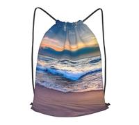 Cómodos Mochilas Cordón Impresión de una Serena Puesta de Sol Junto al mar Ligero Bolsas de Cuerdas para Hombre Playa Nadar 36X42cm