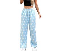Cómodos pantalones de forro polar con corte holgado y estampado para el ocio y la relajación en el hogar. Pantalones de chándal suaves y cálidos para el invierno. Ropa de dormir cómoda para invierno