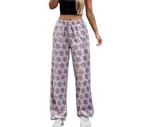 Cómodos pantalones de forro polar con corte holgado y estampado para el ocio y la relajación en el hogar. Pantalones de chándal suaves y cálidos para el invierno. Ropa de dormir cómoda para invierno