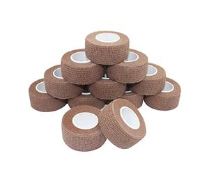COMOmed Cohesive - Vendas elásticas para veterinarios, color marrón, 2,5 cm x 4,5 m, 12 rollos de tobillos, no tejidos, certificado por la FDA