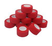 COMOmed Cohesive - Vendas elásticas para veterinarios, color rojo, 2,5 cm x 4,5 m, 12 rollos de tobillos, no tejidos, certificado por la FDA