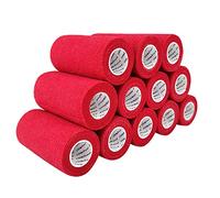 COMOmed - Rollo de vendaje flexible y cohesivo autoadhesivo, sin látex, no tejido, cinta atlética, probada por Alleray, apta para pieles sensibles, 10 cm x 4,5 m, 12 rollos, color rojo