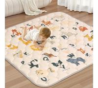 COMOMY Alfombra Bebe Acolchada Plegable 127x127 cm, Colchoneta Suelo de Tela Suave Lavable para Parque Infantil, Tapete Antideslizante para Gateo y Juegos de Bebés, Niños - Beige