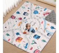 COMOMY Alfombra Bebe Acolchada Plegable 180x200 cm, Colchoneta Bebe Suelo Lavable para Parque Infantil, Tapete Antideslizante para Gateo y Juegos de Bebés, Niños - Gris Blanco