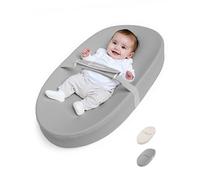 COMOMY Cambiador de piel vegana, 80 x 40 cm, impermeable y lavable, con cinturón de seguridad y diseño antideslizante, suave y ligera, color gris