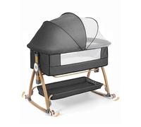 COMOMY Cuna de Bebé 3 en 1, Cuna Colecho, Moisés para Bebe con Ruedas, Colchón y Mosquitera, 6 Alturas Ajustables, Plegable