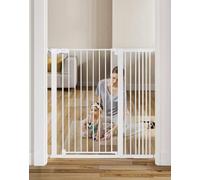 COMOMY Puerta Extra Alta de 107 cm para Puertas de Escalera, se Adapta a Aperturas de 75 cm a 110 cm de Ancho, Cierre automático, Resistente Puerta de Seguridad para Perros, montada a presión, fácil