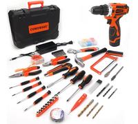 COMOWARE Kit combinado de herramientas de taladro inalámbrico de 16,8 V, juego de herramientas profesionales para el hogar de 153 piezas con batería de litio para el hogar, jardín, oficina, proyectos