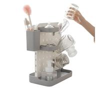 Compact Bottle Organizer - Vertical Drying Rack for Baby Accessories | PP Polystyrene Build with Storage Boxes, Space Saving Countertop Dryer for Pump Parts Cups Kitchen Dining Room Travel Use