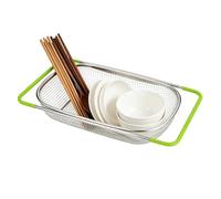 Compact Food Strainer, Lightweight Drain Basket, 19.45x3.27 in Pasta Strainer with Expandable Over, Stainless Steel Kitchen Colander, Vegetable Colander with Grip Handle, Kitchen Accessory for Home