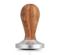 Compactador de café de 58 mm en madera y acero inoxidable, herramienta para prensar granos de espresso, mango ergonómico con base curva para un apisonamiento uniforme, accesorio de