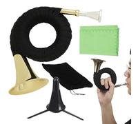 Compacto Pocket French Horn, Miniature Brass Music Instrument With Stand, ideal para beginners Practice Events Oro Rendimiento, Decorative And Functional French Horn Home Stage Display