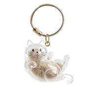 Compacto Remembrance Token, Clear Cat Locket, Portable Hair Container, Meaningful Holiday Travel Bag Ornament, Stylish School Wallet Purse Handbag Companion, Memorial Accessory for Men Women, 2 x 3 x