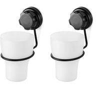 Compactor Bestlock Black Vaso para Cepillos de Dientes - Fácil instalación sin Taladro, Negro, 8x11x15.5 cm (Paquete de 2)