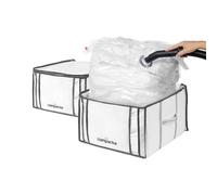 Compactor - Cajas almacenaje al vacío ropa, edredones, nórdicos, almohadas. Pack 3 Talla M. Organizador armario con bolsa al vacío ropa integrada, compresión con aspiradora. Ahorra espacio