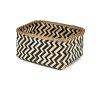 Compactor Cesta de almacenaje de bambú Trenzado a Mano, Motivos de Espiga, Madera Oscura, 30 x 23 x Al. 15 cm, RAN6434_L