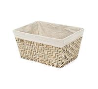 Compactor - Cesta de almacenamiento rectangular de junco con forro de tejido - Tamaño M 38,5 x 28,5 x 20,5 cm - Color natural - FIESTA