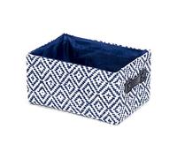 Compactor Cesta ENZO, tamaño S, azul, de papel tejido con asa de cuero falso