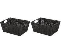 Compactor Cesta ETNA Cosmos, Tamaño M, 31x24x14 cm, Negro, Papel y Estructura Metálica (Paquete de 2)