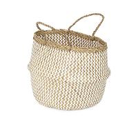 Compactor Cesta Redonda Belly L de Algas Marinas y Papel, Blanca - 35x35x32 cm