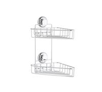Compactor Estante rinconera Doble, Gama Bestlock Chrome, Fijación Mediante Ventosa, Fabricado en Acero Cromado antioxidante, Soporta hasta 12 kg, Tamaño, 22 x 23.5 x 36 cm, RAN4686