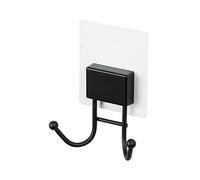 Compactor - Gancho adhesivo doble sin taladro para pared, negro mate, baño y cocina, Bestlock Magic, 10.5 x 4.5 x 13 cm