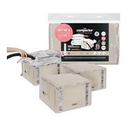 COMPACTOR- Juego de 3 fundas de almacenamiento al vacío talla M - 42 x 40 x 27 cm - Color beige - Compresión con aspiradora - Válvula patentada - Gran capacidad - Ropa protegida