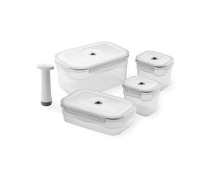 Compactor - Juego de 4 recipientes al vacío para alimentos ASPIFRESH con bomba manual, sin BPA, aptos para frigorífico, congelador y microondas