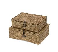Compactor Macao Seagrass-Cesta de Almacenamiento (2 Unidades), Color marrón, Junco, 25 x 19 x 8 cm, 2 Set
