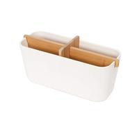 Compactor Organizador rectangular ecológico de bambú con 4 compartimentos, 100% libre de plástico, 100% biodegradable y 100% ecológico, 8 x 21 x 10 cm, gama Ecologik, blanco/marrón, RAN10270