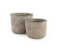 Compactor Set 2 cestas Redondas Trenzado Natural, Tamaño Ø 14 x 11 cm y Ø 16 x 12 cm, RAN6534