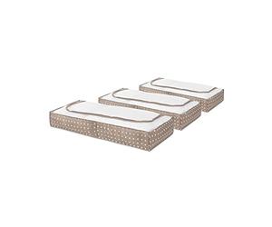 Compactor Set de 3 100G Bolsas Sin Tejido para Debajo de la Cama | con PEVA Arriba | Brown 7530C con Lunares Blancos | 46x107x16H cm, Marrón, Non Applicable, 3